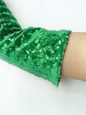 Недорогие День Святого Патрика-Женские полиэстеровые перчатки с пайетками на пальцах и рукавах, комплект из 2 пар, различные цвета, идеально подходят для Дня Святого Патрика и вечеринок, блестящие и стильные.