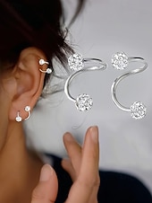 ieftine Cercel de damă-Cercei rotunzi din aliaj pentru femei cu design cu bilă de cristal, eleganți și stilați pentru ținute casual și de seară