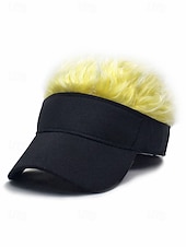 abordables Día de San Patricio-Sombrero de visera de poliéster para hombre con peluca sintética colorida, disponible en varios colores, perfecto para el Día de San Patricio, carnaval y ocasiones festivas.