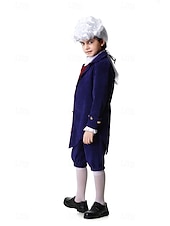  250e jubileum VS Rococo Barok Outfits Lange Mouwen George Washington Alexander Hamilton Koloniaal Kostuum Jongens Carnaval Independence Day 4 juli Kinderen Jas Broeken Kraag