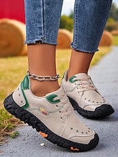 preiswerte Damen-Sneaker-Lässige Damen-Sneaker zum Schnüren – bequeme Schuhe mit strukturierten Ziernähten, ideal für Spaziergänge im Freien, tägliche Besorgungen, Brunch-Verabredungen und Ausflüge aufs Land.