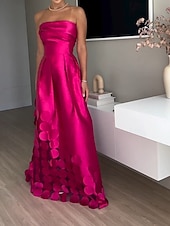 Χαμηλού Κόστους Απλό Φόρεμα-Γυναικεία Μακρύ Φόρεμα Μάξι Φόρεμα Φόρεμα χορού Φόρεμα για πάρτυ Κοκτέιλ Φόρεμα Κομψό Βραδινό Πάρτυ Πάρτι Ειδική Περίσταση Κανονικό Σκέτο Αμάνικο Στράπλες Ροδοκόκκινο Καλοκαίρι Άνοιξη