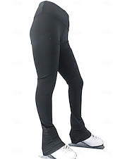 ieftine Pantaloni și colanți pentru patinaj artistic-pantaloni de patinaj artistic pentru femei, fete, bărbați, băieți, colanți de patinaj pe gheață, roz închis, negru, roz, spandex, fleece, elasticitate ridicată, antrenament, competiție, îmbrăcăminte de patinaj termică, caldă, clasică, lungă, gheață