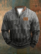 economico Felpe 3D da uomo-Per uomo Maglia Felpa con zip corta Nero Marrone Grigio Mezza zip Blocco di colori A coste Testurizzato Trama a maglia Quotidiano Sport &amp; Outdoor Ferie Poliestere Streetwear Casual Primavera &amp; Autunno