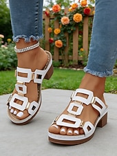 olcso Kényelmes szandálok-Női zöld blokk sarkú, hétköznapi szandál, tartást adó, párnázott talpbetéttel, stabil középsarkú kialakítással mindennapi viseletre, városi sétákra, utazásra és társasági eseményekre.