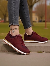 economico Sneakers da donna-Sneakers da jogging classiche retrò beige da donna – scarpe da passeggio casual basse con lacci e suola antiscivolo per l'uso quotidiano, la scuola e i viaggi