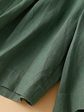 cheap Women's Bottoms-Women's Faux Cotton Linen Shorts Summer Pants Summer Shorts Vacation Basic Casual Knee Length High Waist Plain Pocket Wide Leg Elastic Waistband Comfort Quick Dry Soft Stretchy Beach Holiday Green