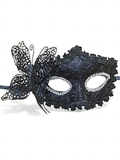 billiga Tillbehör-Damernas Lila Spetssmetande Fjärilsmaske Mardi Gras Mask med Blomdetaljer - Elegant Venetiansk Karneval Kostymtillbehör för Fester  Bollar