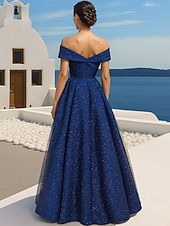  Šaty A-line do země formální večerní róby quinceanera elegantní večerní svatební šaty bez rukávů s ramínky s třpytivými flitry a rozparkem