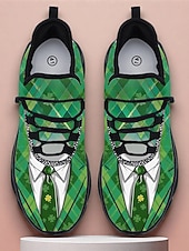 cheap Men's Shoes-Men's St. Patrick's Day Sneakers – Fun Green Shamrock and Argyle Pattern, Lightweight, Ideal for Celebrations and Festive Occasions
