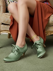 cheap Victorian &amp; Edwardian-Women's 1920s Vintage Satin Lace-Up Oxford Heels – Classic Victorian Style for Ladies, Perfect for Parties, Weddings, Theater Events &amp; Elegant Everyday Wear