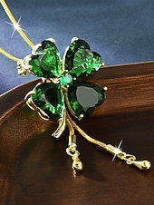 Недорогие День Святого Патрика-Женский кулон в виде зеленого клевера из сплава, трансформируемое ожерелье или брошь, идеально подходит для Дня Святого Патрика и для повседневной носки.