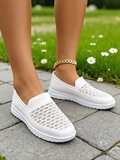 tanie Trampki damskie-Damskie, oddychające, szerokie, wsuwane buty trekkingowe Flyknit, lekkie, siateczkowe, wygodne buty do noszenia na co dzień, w podróży, na zakupy i na długie spacery