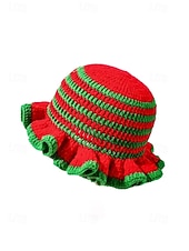 お買い得  アクセサリー-女性用クロシェラッフルバケットマルディグラハット – カーニバル、コスチュームパーティー、ボヘミアンシックスタイル用の多色レインボーニットフェスティバルキャップ