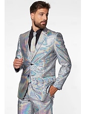 economico Outfit-Metallico Disco Anni '80 Pantaloni Abiti Completi &amp; Blazer Disco Costume Per uomo Costume di Carnevale Natale Carnevale martedì grasso Festa / Sera Parata dell'Orgoglio Mese dell'orgoglio Adulti