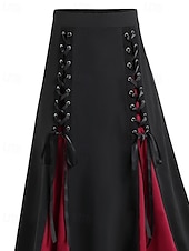abordables Faldas-Mujer Casual Maxi Tiro Medio Faldas Bloque de color Retazos Rígido Calle Noche Negro Verano