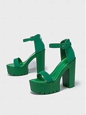 halpa Naisten kengät-naisten vihreät platform-sandaalit lohkokorolla - rohkeat nilkkaremmit avoimet kärjet juhlakengät Pyhän Patrickin päivän juhlintaan, irlantilaisiin festivaaleihin &amp;yöjuhlat