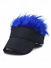 abordables Día de San Patricio-Sombrero de visera de poliéster para hombre con peluca sintética colorida, disponible en varios colores, perfecto para el Día de San Patricio, carnaval y ocasiones festivas.