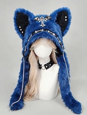 levne Příslušenství-Dámská punková kožišinová čepice s kočkou na Mardi Gras v několika barvách trendy design s křížovými detaily perfektní pro karneval a maškarní plesy