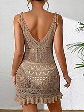 abordables Vestidos de playa-Mujer Bañadores Tapadera Vestido de Baño Traje de baño Cortado Vacaciones Ropa de playa Color sólido Escote en Pico Sin Mangas Trajes de baño