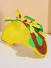 Недорогие Аксессуары-Мужские шляпы Mardi Gras из полиэстера с тематикой еды – забавные дизайны с картошкой фри и тако для карнавала и маскарадных вечеринок