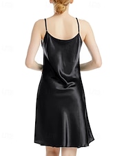 abordables Bodies para mujeres-Mujer Bata de noche Casual Suave Satén Color puro Espalda al Aire Vestidos Diario Hogar Cama Sin Mangas Correas Azul cielo Negro Amarillo Rojo Morado Verano Delgado