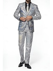 economico Outfit-Metallico Disco Anni '80 Pantaloni Abiti Completi &amp; Blazer Disco Costume Per uomo Costume di Carnevale Natale Carnevale martedì grasso Festa / Sera Parata dell'Orgoglio Mese dell'orgoglio Adulti