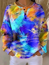 ieftine Hanorace cu dungi și geometrice-Pentru femei Hanorac pulover Nasturi Imprimeu Grafic Geometric Cald Clasic Casual Manșon Lung Stil Nautic Rotund Topuri obișnuite Casual Stradă Zilnice Albastru piscină Negru Portocaliu Trifoi