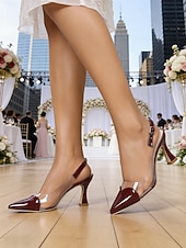 preiswerte Hochzeitsgast-Silberne, transparente Slingback-Pumps für Damen, spitze Zehenpartie, mittelhoher Absatz, moderne, elegante Schuhe für Hochzeitsgäste bei Hochzeiten in der Stadt