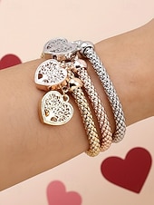 tanie Walentynki-Zestaw bransoletek z zawieszkami w kształcie serca i drzewa życia - wielokolorowe plecione bransoletki damskie do układania w stosy w stylu boho, idealne do codziennych stylizacji lub jako prezent
