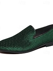 economico Scarpe da uomo-mocassini intrecciati verdi da uomo: scarpe slip-on alla moda con trama intrecciata, perfette per le feste di San Patrizio e le uscite informali