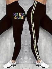 preiswerte Karnevalskleidung für Damen-Karneval Damen Leggings Aktive Urlaub Mode Vollständig Hohe Taille Hosen Grafik Geometrischer Druck Hohe Schnitt Komfort Outdoor Bequem Dehnbar Festival Schwarz Grün Sommer Frühling Slim Fit