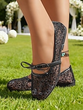 baratos noiva-Sapatilhas Mary Jane femininas em renda marfim com tira elástica, elegantes e confortáveis, perfeitas para noivas e convidadas em casamentos e eventos ao ar livre. &amp;cerimônias no gramado