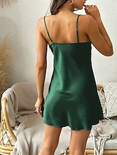 economico Tutine da donna-Per donna Camicia da Notte Casual Morbido Raso Colore Puro Senza schiena Vestiti Quotidiano Casa Da letto Senza Maniche Spalline Nero Champagne Rosa Rosso Viola Estate Vestibilità regolare