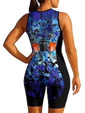 tanie Odzież triathlonowa dla kobiet-Damskie Koszulka rowerowa Kombinezon Koszulka zjazdowa Bez rękawów Lato Wiosna Jesień Niebieski Żółty Granatowy Geometryczny Gradient Rower Filtr przeciwsłoneczny Odporny na UV Wkładka 3D Kolarstwo