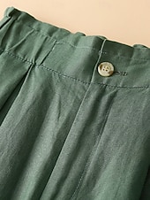 cheap Women's Bottoms-Women's Faux Cotton Linen Shorts Summer Pants Summer Shorts Vacation Basic Casual Knee Length High Waist Plain Pocket Wide Leg Elastic Waistband Comfort Quick Dry Soft Stretchy Beach Holiday Green