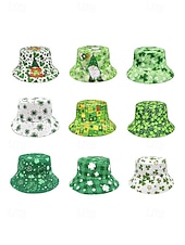 abordables Accesorios-Sombrero de pescador de poliéster para mujer, con trébol y duende del Día de San Patricio, varios patrones, perfecto para el Día de San Patricio y para uso diario.