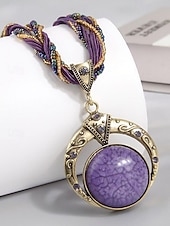 halpa Naisten kaulakoru-Naisten boheemi metalliseoskaulakoru monivärisellä helmiköydellä, ainutlaatuinen riipusmuotoilu, täydellinen arkeen ja juhlaan