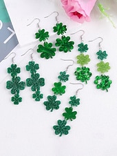levne Příslušenství-Dámské náušnice s trojlístkem ke Dni svatého Patrika, akrylový materiál, různé styly jetelů, lehké a třpytivé, doplňky pro dámy v irském stylu, ideální na průvody, večírky a sváteční oslavy.
