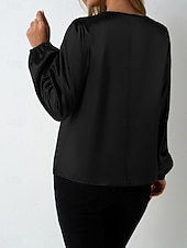 economico Bluse Semplici-Per donna Blusa Tinta unica Elegante Casual Manica Lunga Girocollo Top Regolari Quotidiano Blu Nero Vino Rosso Fucsia Estate Primavera