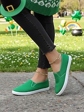 preiswerte St. Patrick&amp;#39;s Day-Grüne Damen-Slipper aus Canvas zum Hineinschlüpfen für den St. Patrick's Day – bequeme, lässige und vielseitige Sneaker für Paraden, Festivals und den Alltag