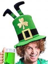  cappello da folletto per il giorno di San Patrizio da uomo – design a trifoglio verde con gambe a strisce, accessorio festoso e divertente per le celebrazioni