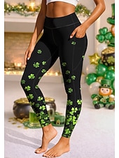 levne Legíny a legíny na jógu-Svatý Patrik Dámské legíny na pilates Fitness kalhoty Legíny Kapsy Kolkovné Boční kapsy Pilates Tělocvična Cvičení v tělocvičně Cyklistické kalhoty Legíny Spodní část oděvu Květiny Listy / Stromy