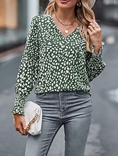 economico Serbatoio Grafico-Per donna Maglietta Stampato Floreale Casual Manica Lunga Scollo a V Top Regolari Quotidiano Uscire Weekend Nero Rosa Vino Blu marino Verde Primavera Autunno
