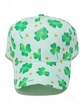 お買い得  アクセサリー-ユニセックスの聖パトリックの日のシャムロックプリントの野球帽、ポリエステルプリント生地、複数のクローバー柄、男性と女性のためのカジュアルな祭りスタイルの帽子、パレード、パーティー、屋外のお祝い用ウェア