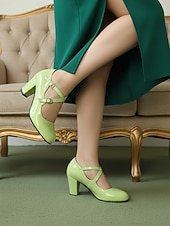 economico Retrò anni ’50-Per donna Quotidiano Lavoro Feste Fibbia Tacco a Blocco Punta Tonda Elegante Vintage Finta Pelle Fibbia Nero Bianco Rosa