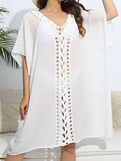 levne Kaftans-Dámské Plavky Přehozy Šaty do vody Sleva až 30% Plavky Vystřižený prázdniny Oblečení na pláž Pevná barva Do V Krátké rukávy Plavky