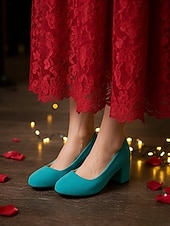voordelige Pumps met blokhak-Roze suède pumps voor dames met blokhak - elegant &amp;Comfortabele hoge hakken voor Valentijnsdag, een romantische avond en speciale gelegenheden.