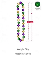 levne Příslušenství-Dámská sada plastových náhrdelníků s korálky na Mardi Gras - barevné zelené fialové a zlaté perfektní pro karnevalové a maškarní párty