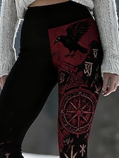 preiswerte -Damen Leggings Gemütliche Leggings Urlaub Vintage Ethno-Stil Volle Länge Hohe Taille Grafik Drucken Bequem Dehnbar Lässig Täglich Urlaub Schwarz Frühling Schmaler Schnitt